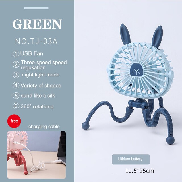 Stroller Fan Portable Desk Handheld Baby Bed Car Seat Fan USB Rechargeable Fan Baby Stroller Accessories Fan For Baby Stroller