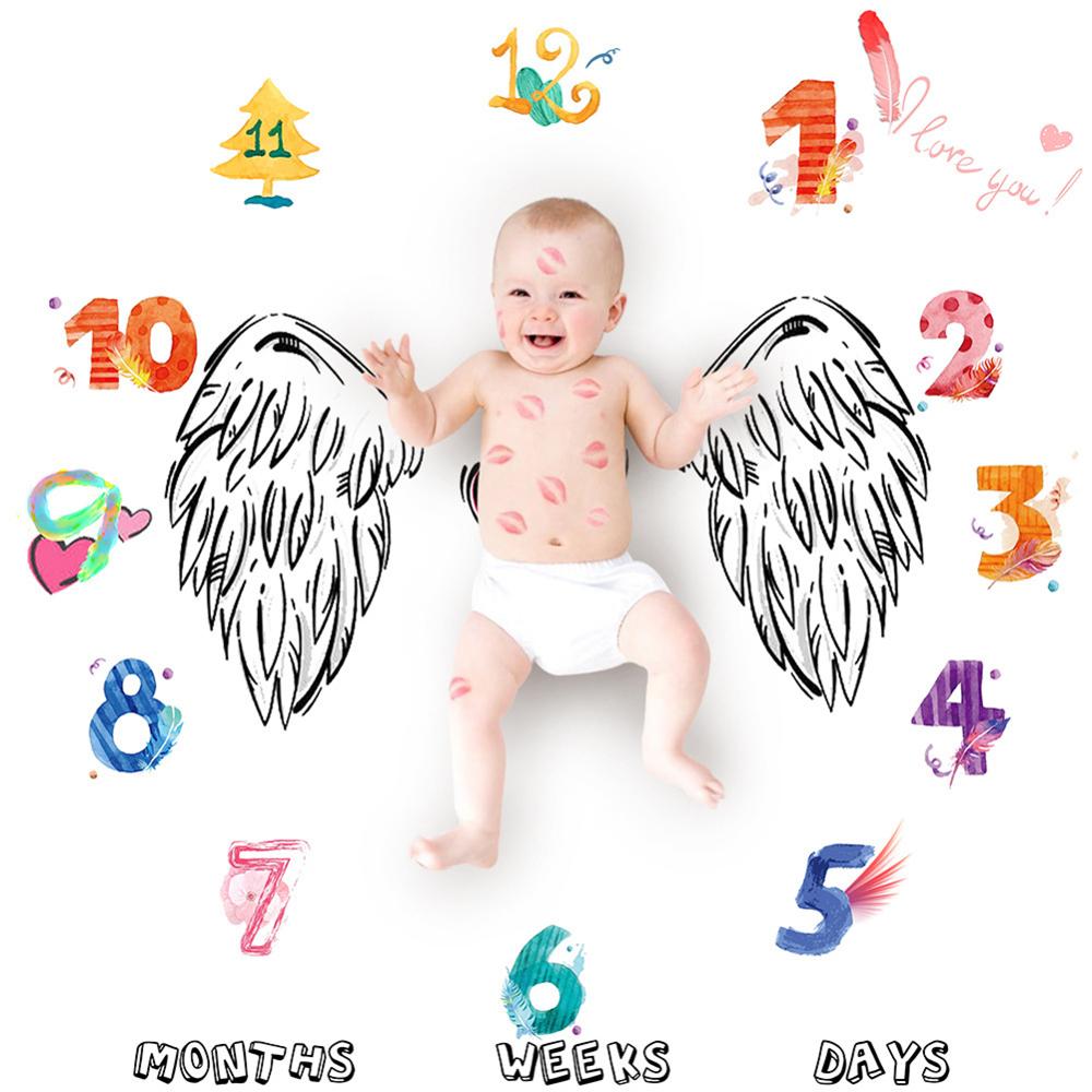 Newborn Baby Milestone Blankets Photography Blanket Bathing Towels Flower Print Soft Blanket DIY Infant Photography Props