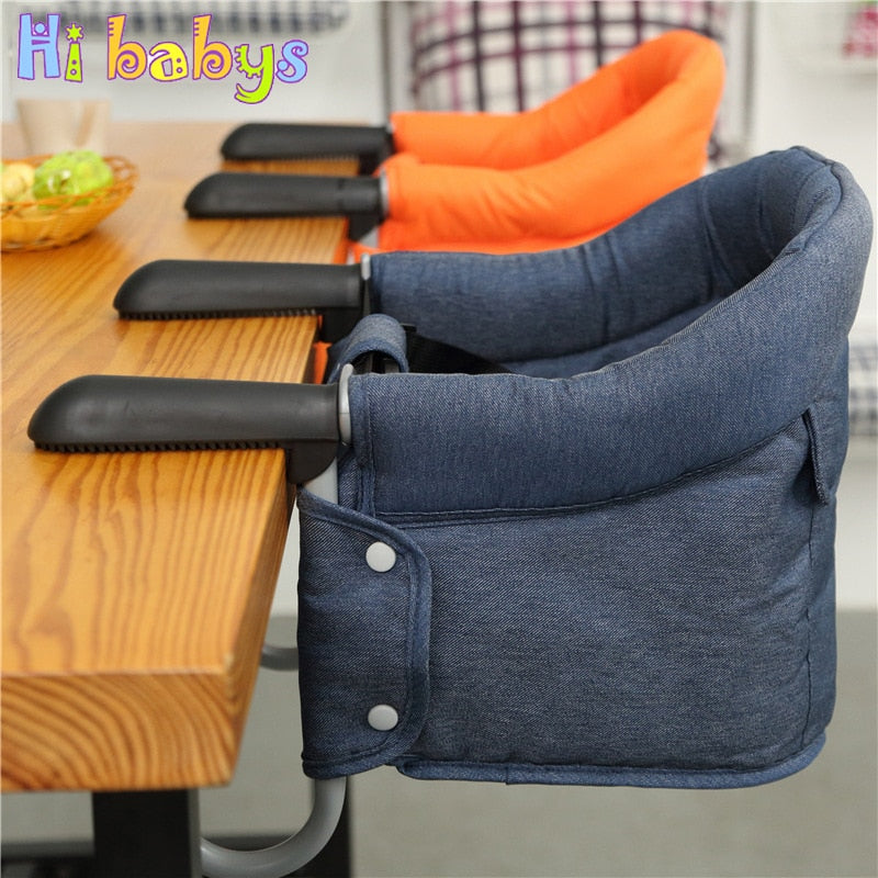 (Portable high chair) Baby Dinning Chair Foldable, Safety Seat Booster Can Withstand 18 kg  Dinning Hook-on Chair Harness