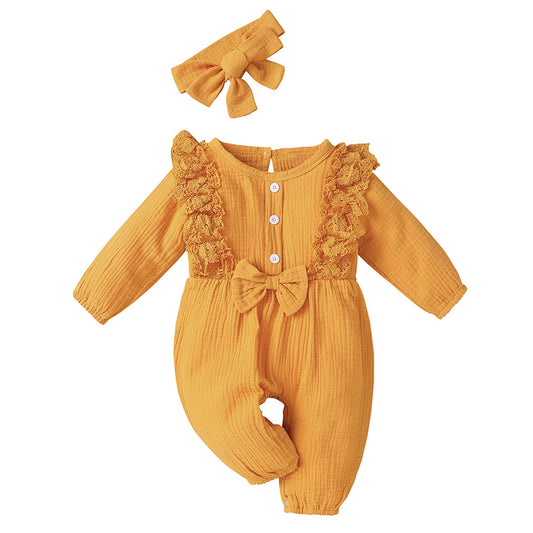 Tie dye Print Jumpsuit Newborn Infant Baby Girl Cotton Linen Romper Lace Bow One Piece Jumpsuit Clothes baby girl winter clothes