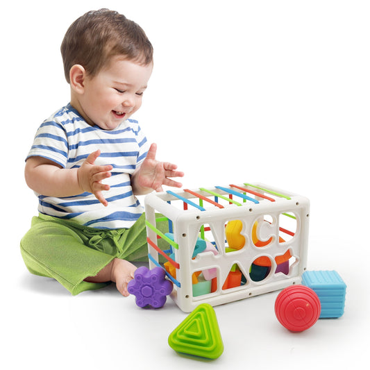 Montessori Toys Shape Sorting Blocks Learning Educational 14Pc