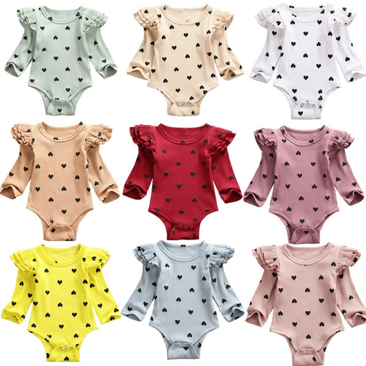 Newborn Girls Baby Romper Polka Dot Hearts