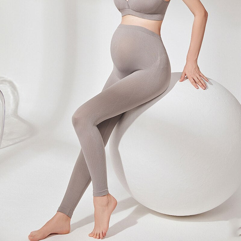 Elastic High Waist Maternity Leggings Belly Support Postpartum Leggins Body Shaper Fitness Trousers